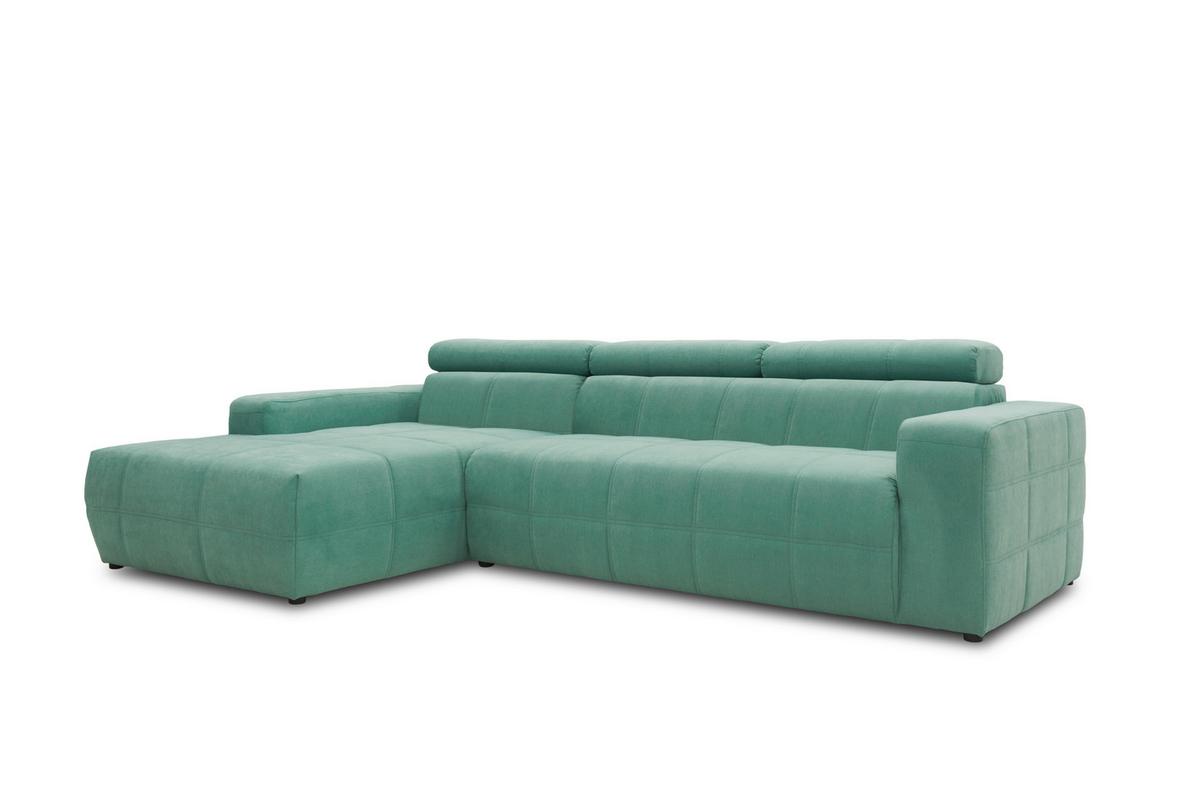 Ecksofa + Kopfteilverstellung Brandon Mintgrün Mikrofaser - Schwarz/Mintgrün, Design, Textil (175/285cm) - MID.YOU