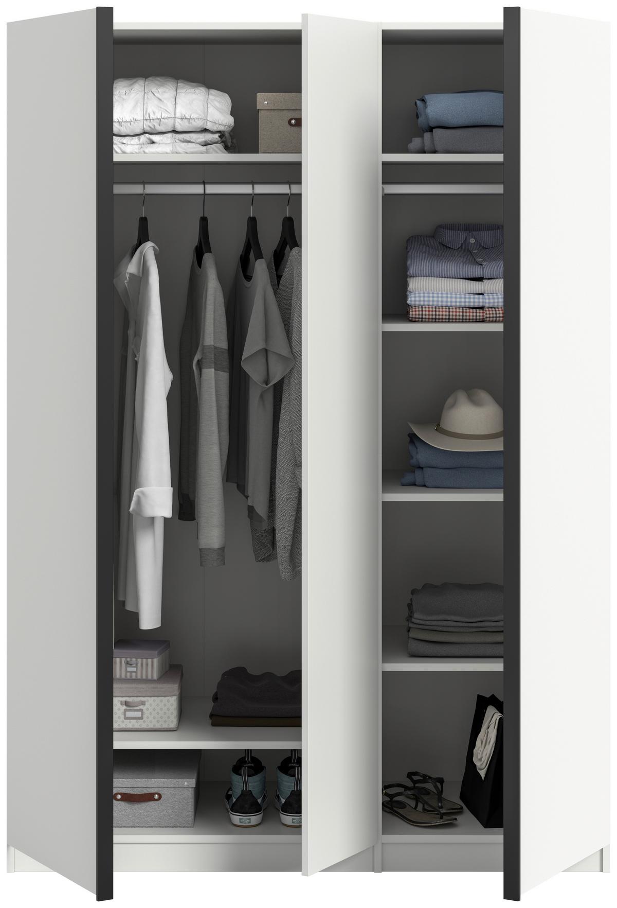 DREHTÜRENSCHRANK Oakland, Weiß B: 130 cm - Weiß, MODERN, Holzwerkstoff (130/183/53cm) - MID.YOU