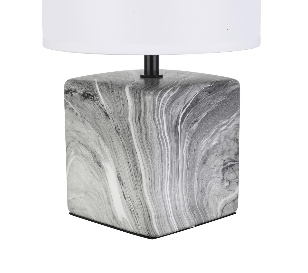 Tischleuchte Sabrino Grau / Weiß Marmoroptik mit Schalter - Schwarz/Weiß, ROMANTIK / LANDHAUS, Keramik/Kunststoff (18,5/30,5cm) - James Wood