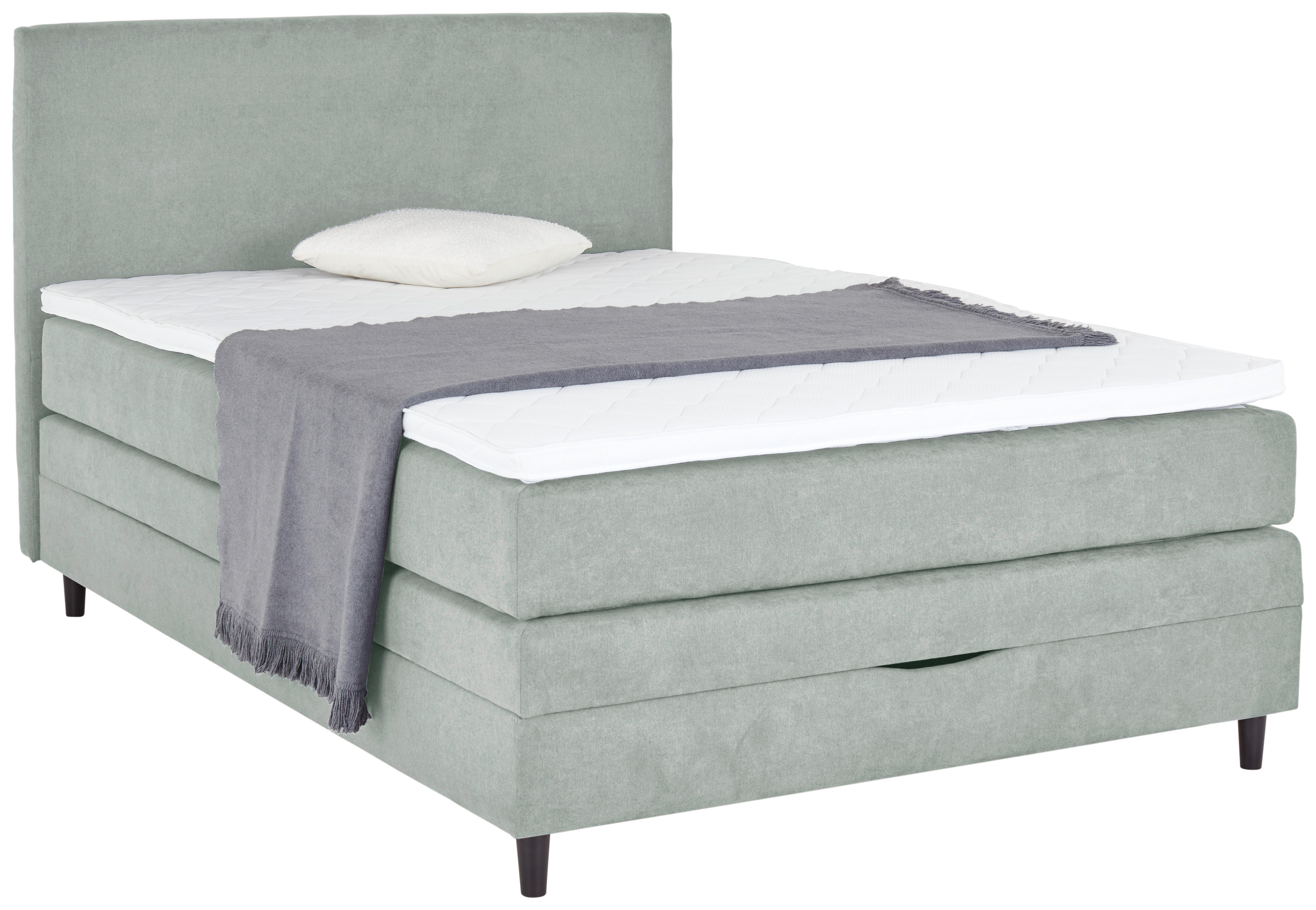 Boxspringbett Mit Topper & Bettkasten 140x200 Kleopatra - Hellgrau, KONVENTIONELL, Holz/Holzwerkstoff (140/200cm) - Ondega