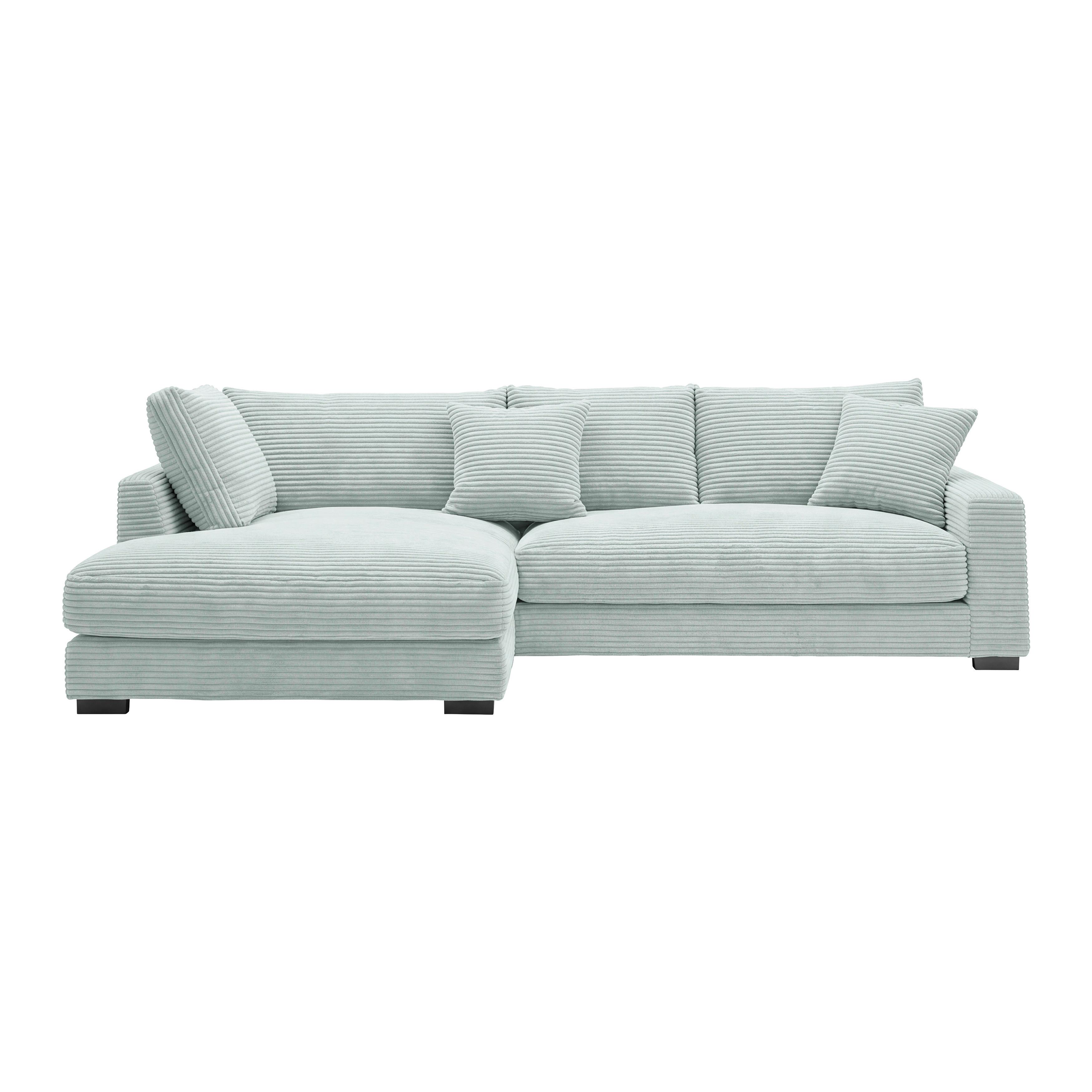 Rohová sedačka PEDRO, levá, šalvějově zelený manšestr - černá/šalvějově zelená, Moderní, textil/plast (190/300cm) - Mömax