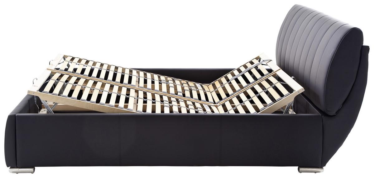 Polsterbett mit Bettkasten + Lattenrost 180x200 cm Bern - Chromfarben/Schwarz, Design, Holz/Textil (180/200cm) - Livetastic