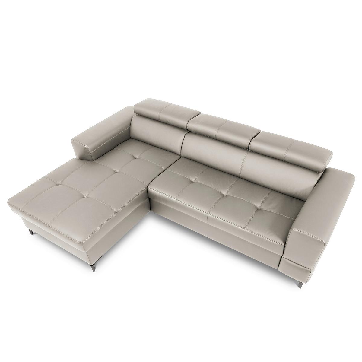 Ecksofa Torino Teilleder Platinfarben 173x247 - Platinfarben/Schwarz, Design, Leder/Textil (173/247cm) - Livetastic