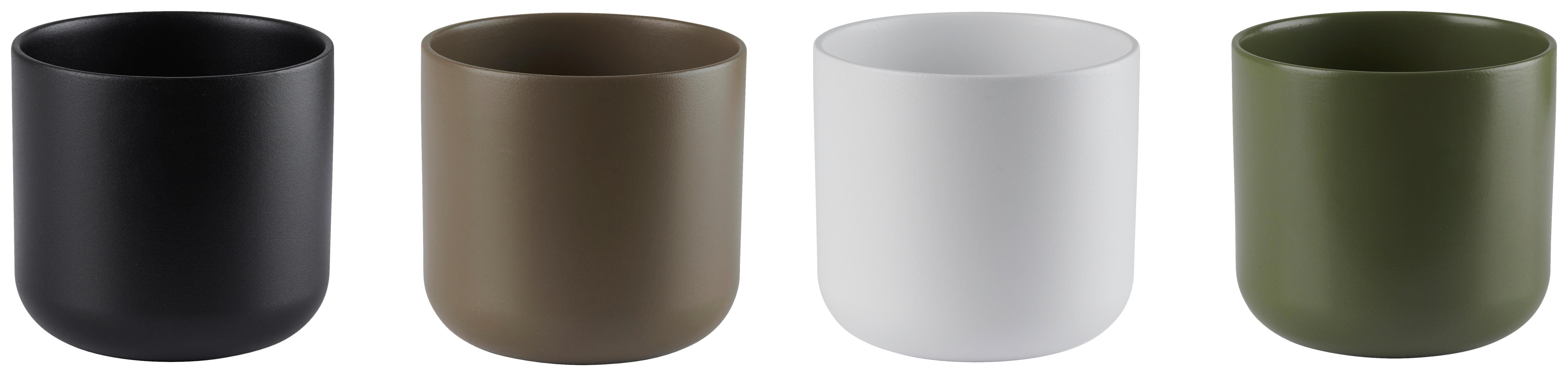 Obal na kvetináč LUIS - čierna/biela, Modern, keramika (18,5/18cm) - Mömax