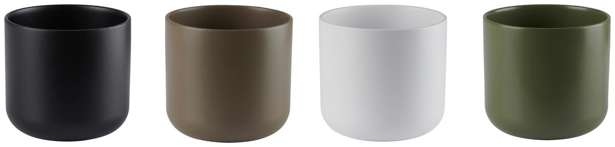 Obal na kvetináč LUIS - čierna/biela, Modern, keramika (18,5/18cm) - Mömax