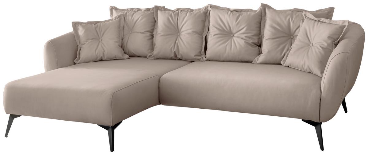 Ecksofa Baggio Beige S: 162x277 cm - Beige/Schwarz, MODERN, Textil (162/277cm) - Livetastic