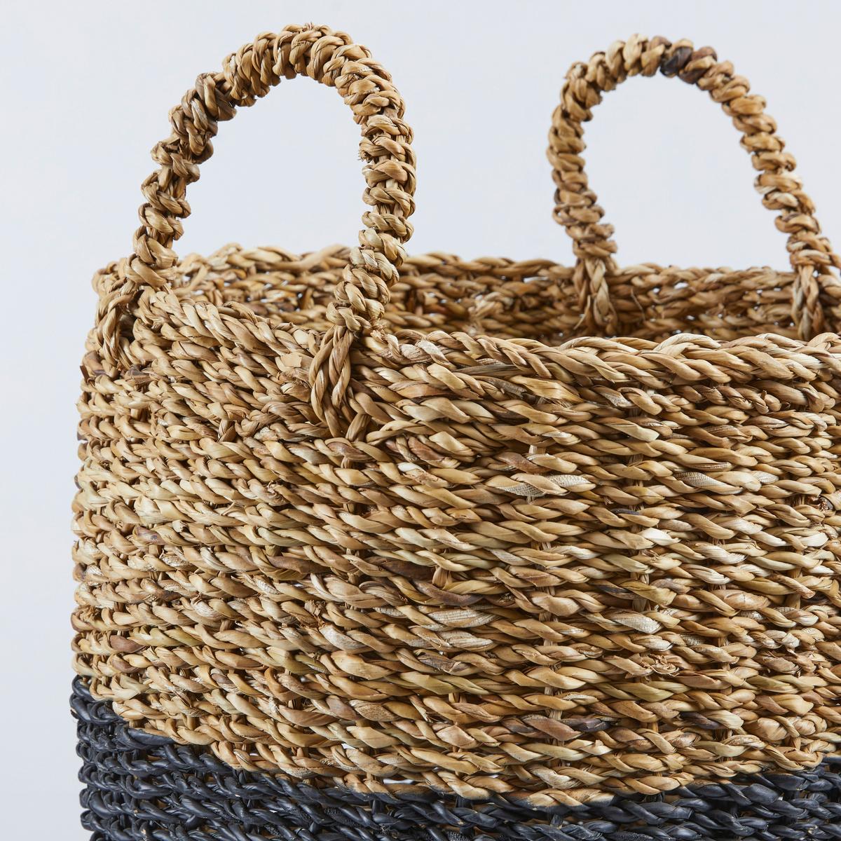 Dekorační košík Ø 35cm - černá/přírodní barvy, Natur, přírodní materiály (35/39cm)