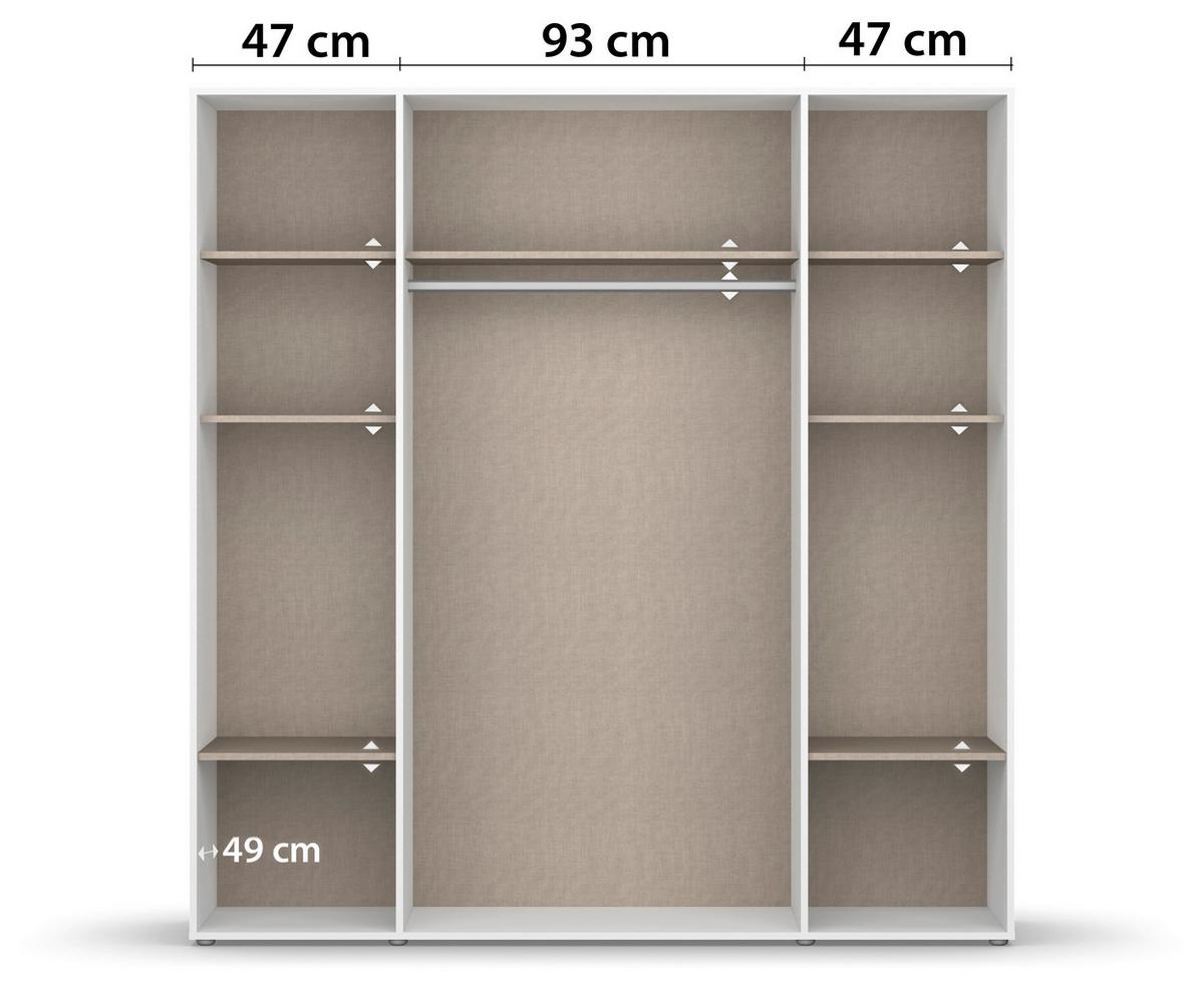 Drehtürenschrank Nabila Grau B: 187 cm - Grau, MODERN, Holzwerkstoff (187/194/53cm) - Rauch Möbel