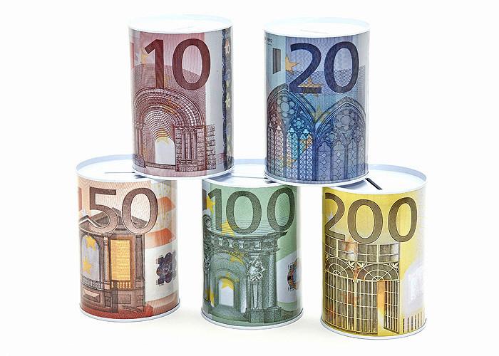 Spardose 23100 Euro - Blau/Gelb, Basics, Metall (8,5/11,5cm)