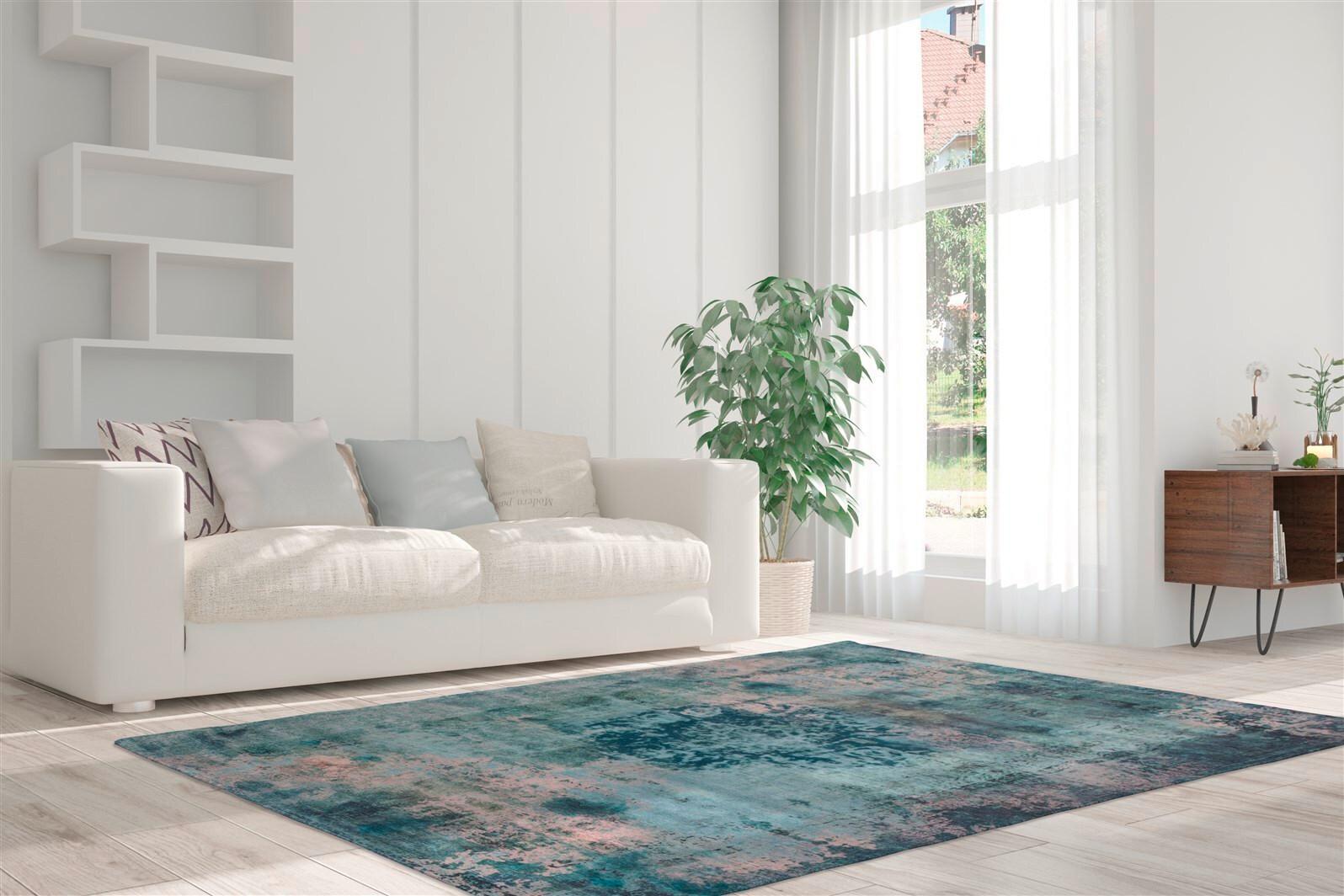 Flachwebteppich Vintage 8403 Petrol, 140x200 cm - Petrol, KONVENTIONELL, Textil (140/200cm)
