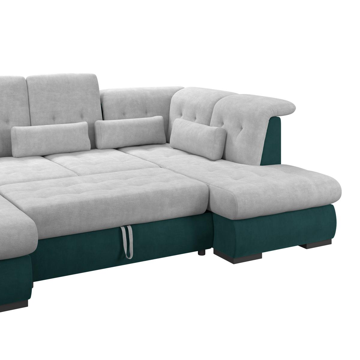 Wohnlandschaft Madera Silberfarben S: 358x212 cm - Türkis/Silberfarben, KONVENTIONELL, Kunststoff/Textil (190/358/212cm)