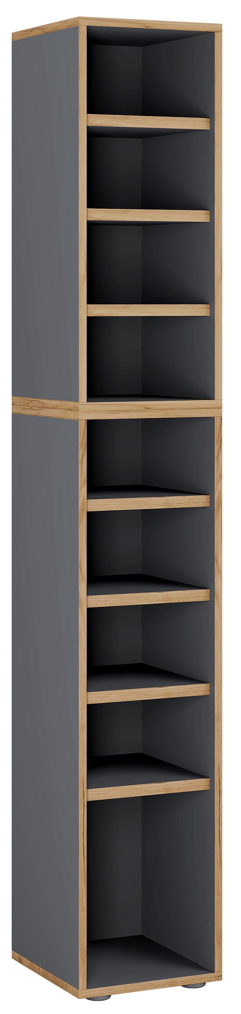Botník SALIA Antracit/dub medový š:30 cm - černá/antracitová, Design, kompozitní dřevo/plast (30/183/33cm) - MID.YOU
