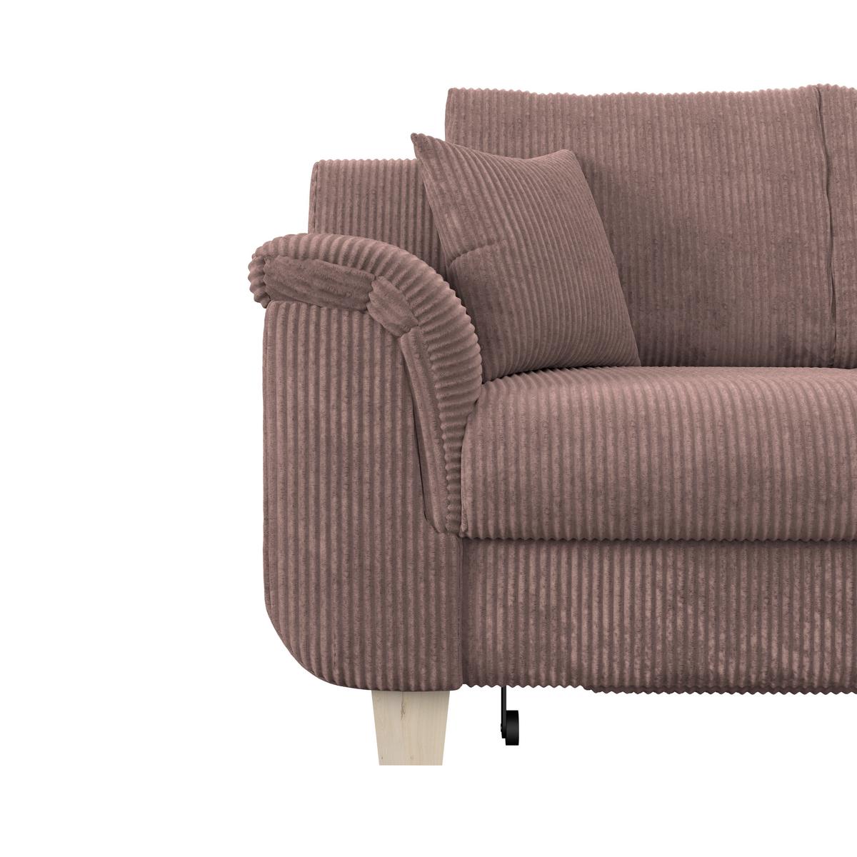 Rohová sedačka ALEX, růžový manšestr - růžová/přírodní barvy, Moderní, textil/plast (246/88cm)