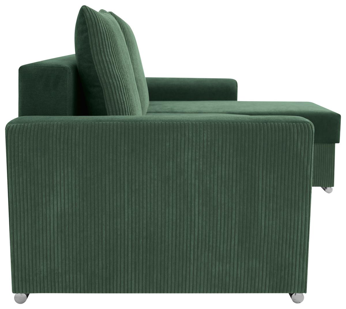 Ecksofa Diever Grün S: 239x141 cm - Chromfarben/Grün, Design, Textil (239/141cm) - Livetastic