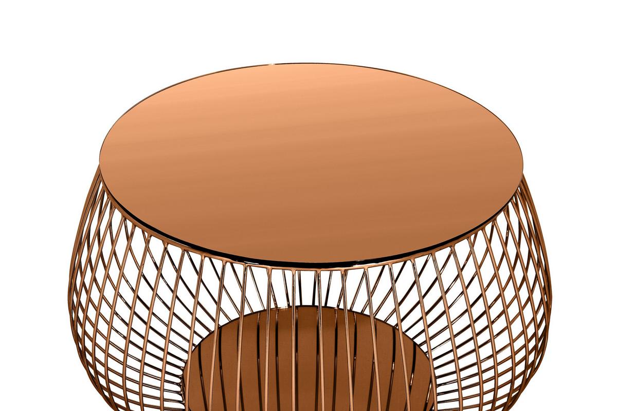 Couchtisch Roségold L: 72 cm - Roségold, Design, Glas/Metall (72/72/42cm) - Livetastic