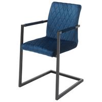 Schwingstuhl Kian Blau/schwarz Gepolstert - Blau/Schwarz, MODERN, Textil/Metall (54/86/63cm) - MID.YOU