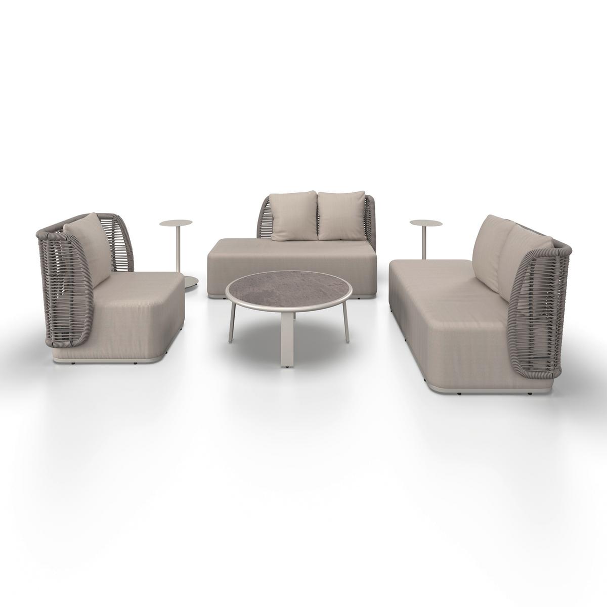 TERASOVÁ SEDACÍ SOUPRAVA MARINO - světle šedá/tmavě šedá, Moderní, kov/textil (153/81/76cm) - Bessagi Garden