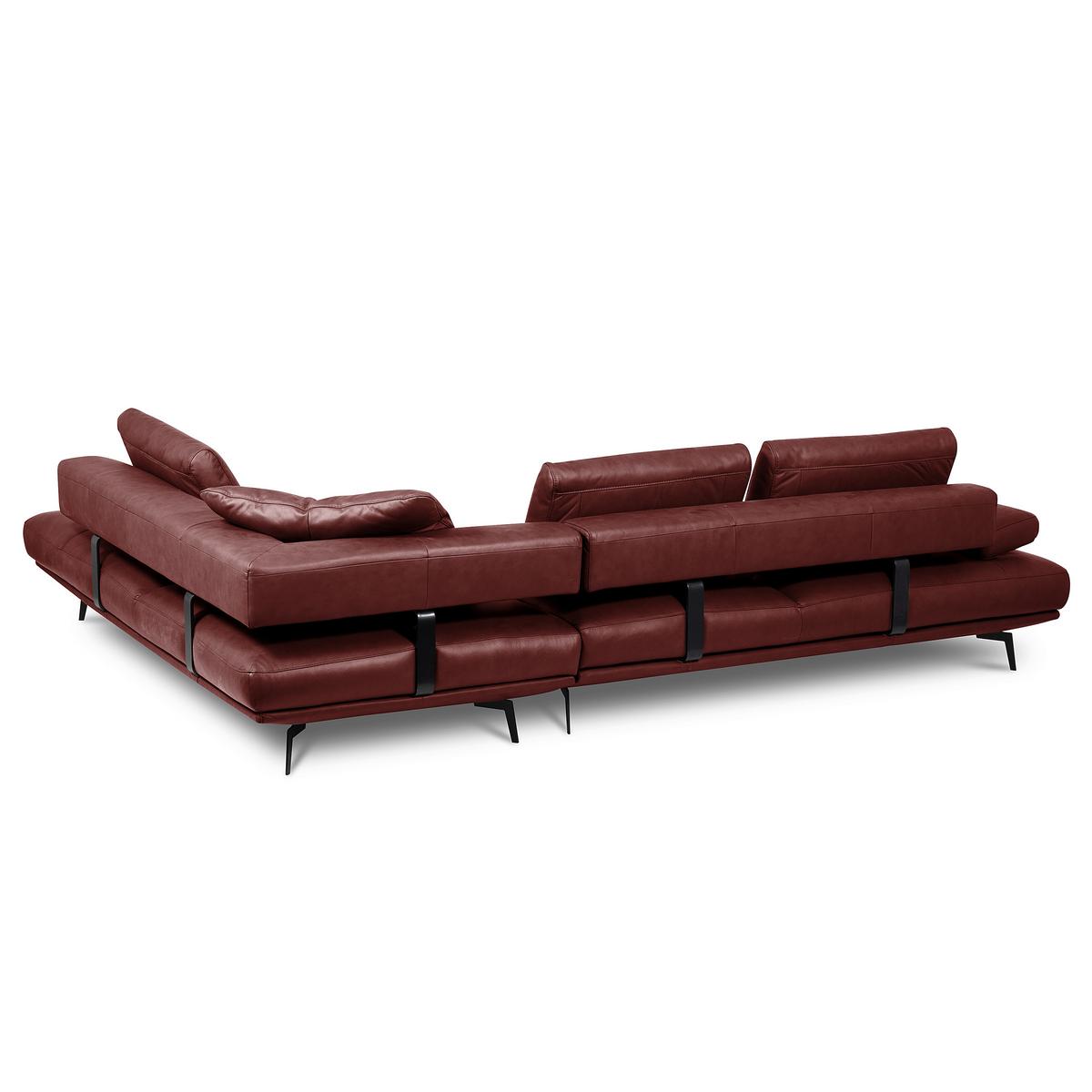 Ecksofa Como Echtleder Rot 306x237 - Rot/Schwarz, Design, Leder (306/237cm) - Livetastic
