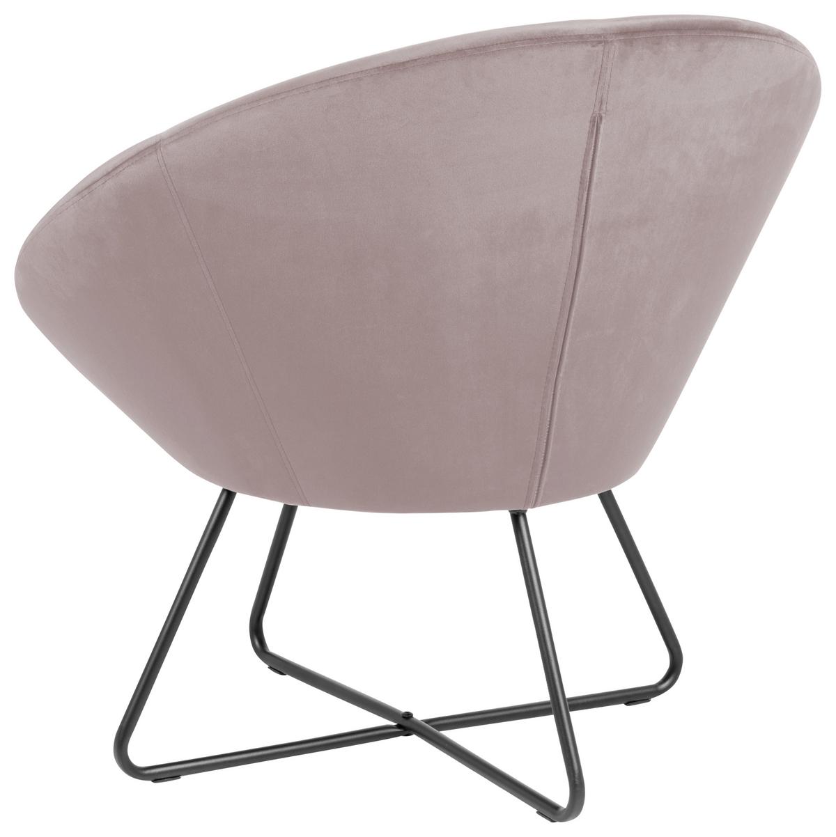 Esszimmerstuhl Center Rosa Samt Gepolstert - Schwarz/Rosa, Trend, Textil (82,0/79,0/72,5cm) - Carryhome