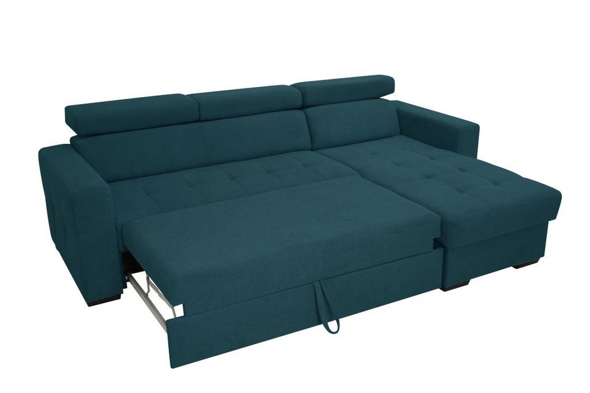 Rohová sedačka MARCO, oboustranná, petrolejový velur - petrolej/černá, Konvenční, kov/dřevo (238/78-94/170cm)