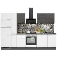 Küchenzeile Ip1200 mit Geräte B: 310 cm Weiß/Grau - Graphitfarben, Basics, Holzwerkstoff (310cm) - Impuls