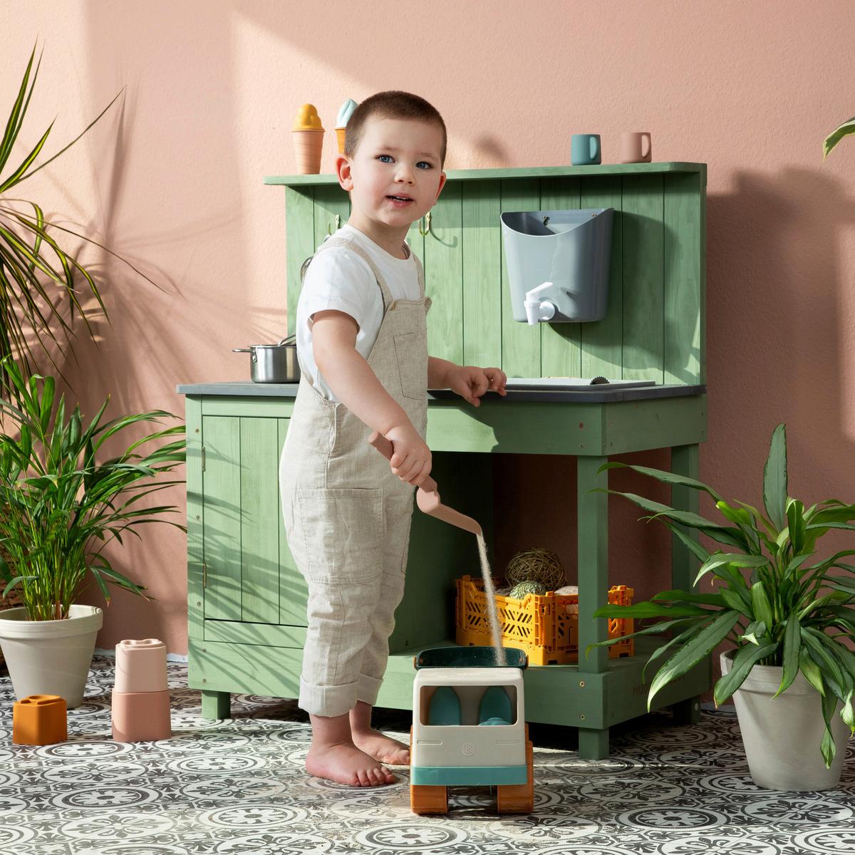 Matschküche Muddy Buddy - Jadegrün, Basics, Holz (80/40/90cm) - MUDDY BUDDY