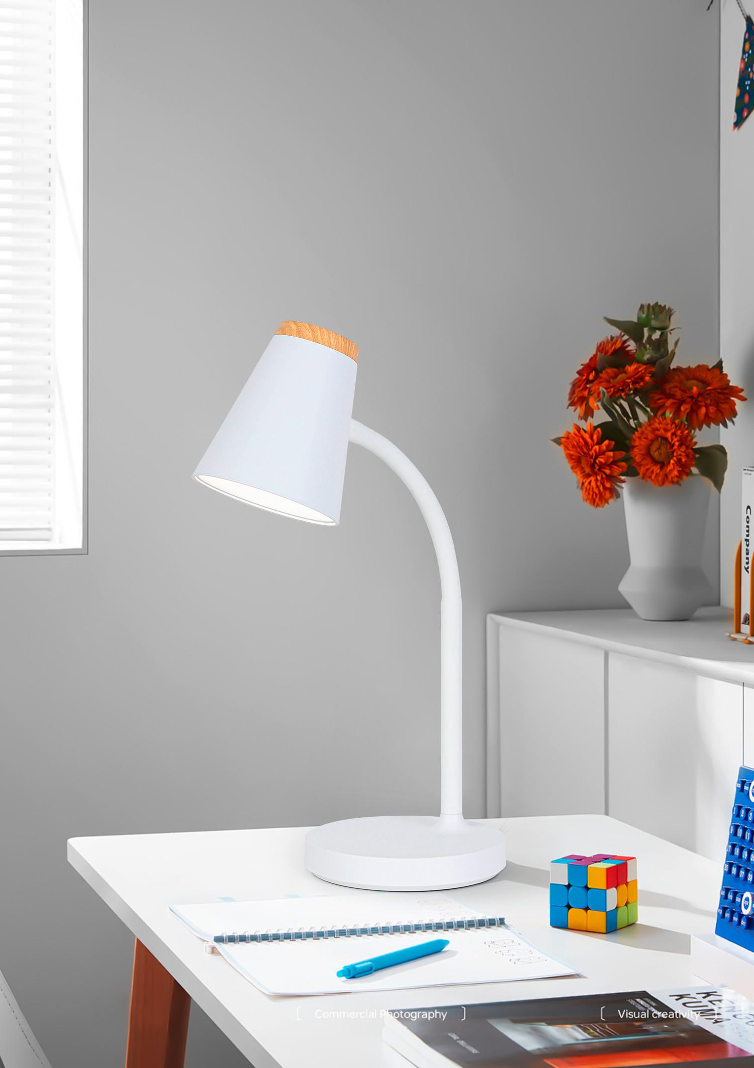 STOLNÁ LED LAMPA WHITE - biela, Modern, kov/plast (13/13/42cm) - Mömax