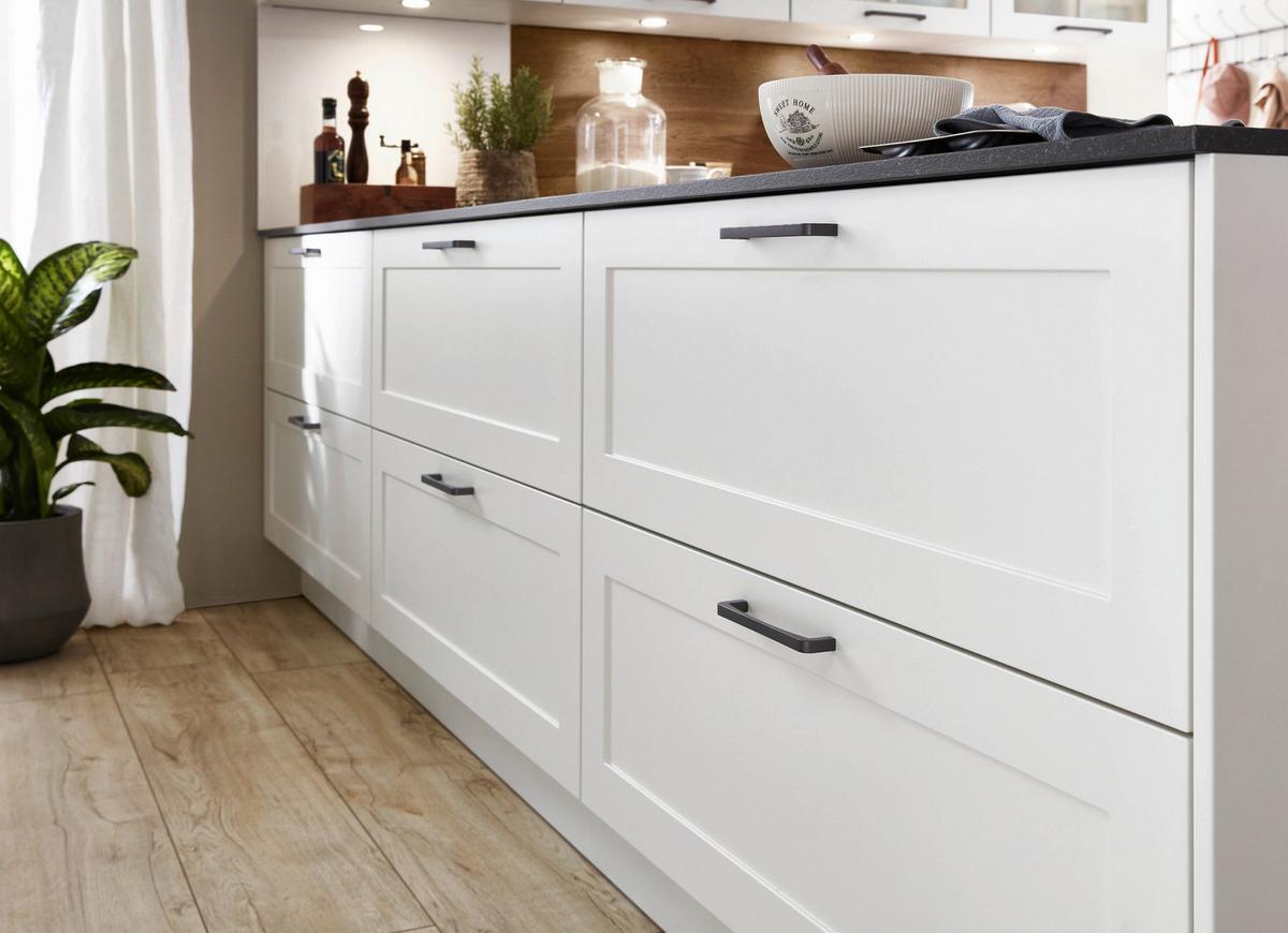 Einbauküche Neapel Frei Planbar Landhausstil - Eichefarben/Schwarz, MODERN, Holzwerkstoff - Vertico