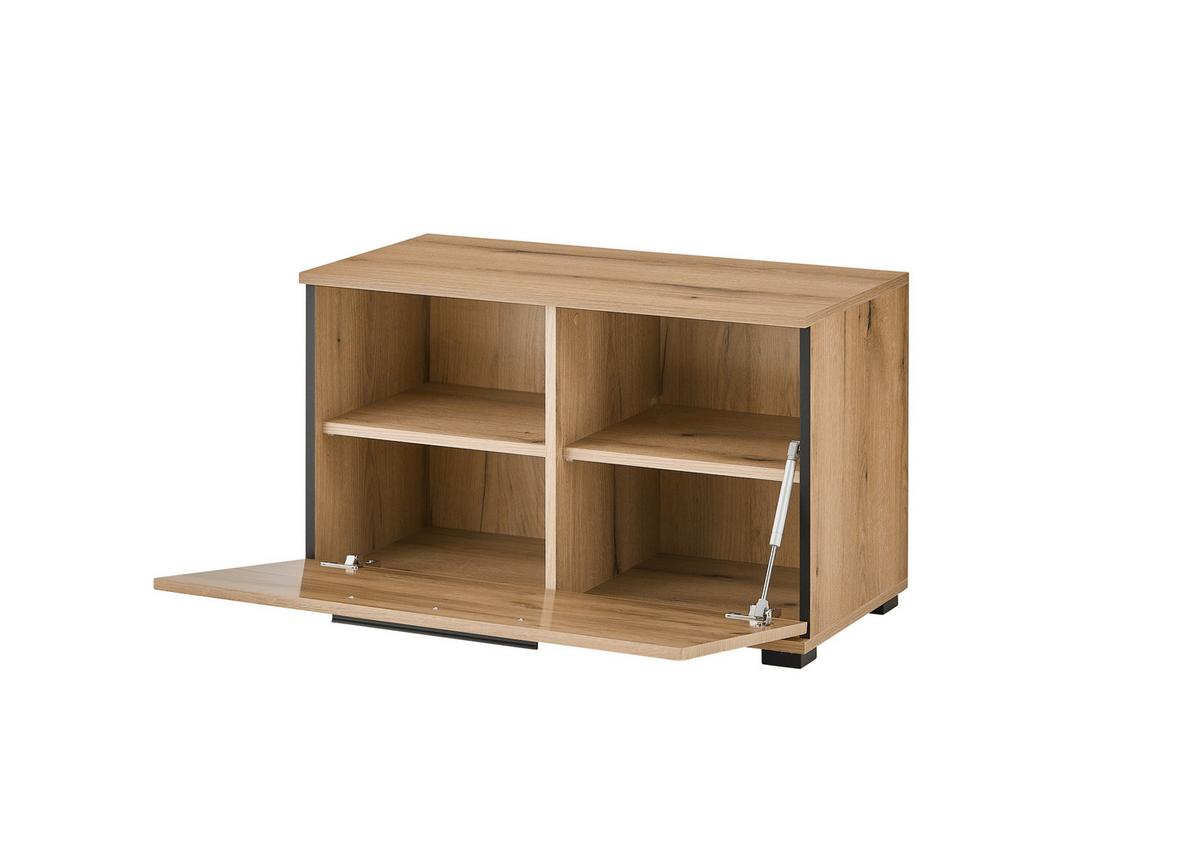 Garderobenbank Cantara Eichefarben B: 80cm - Eichefarben/Schwarz, MODERN, Holzwerkstoff (80/50/42cm) - MID.YOU