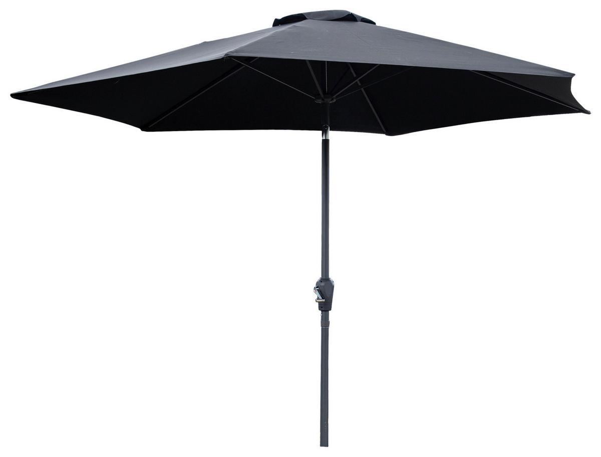 Sonnenschirm Leeds Bl: 300x300cm Grau, Schwarz - Schwarz/Grau, KONVENTIONELL, Textil/Metall (300/300cm) - Gardenson