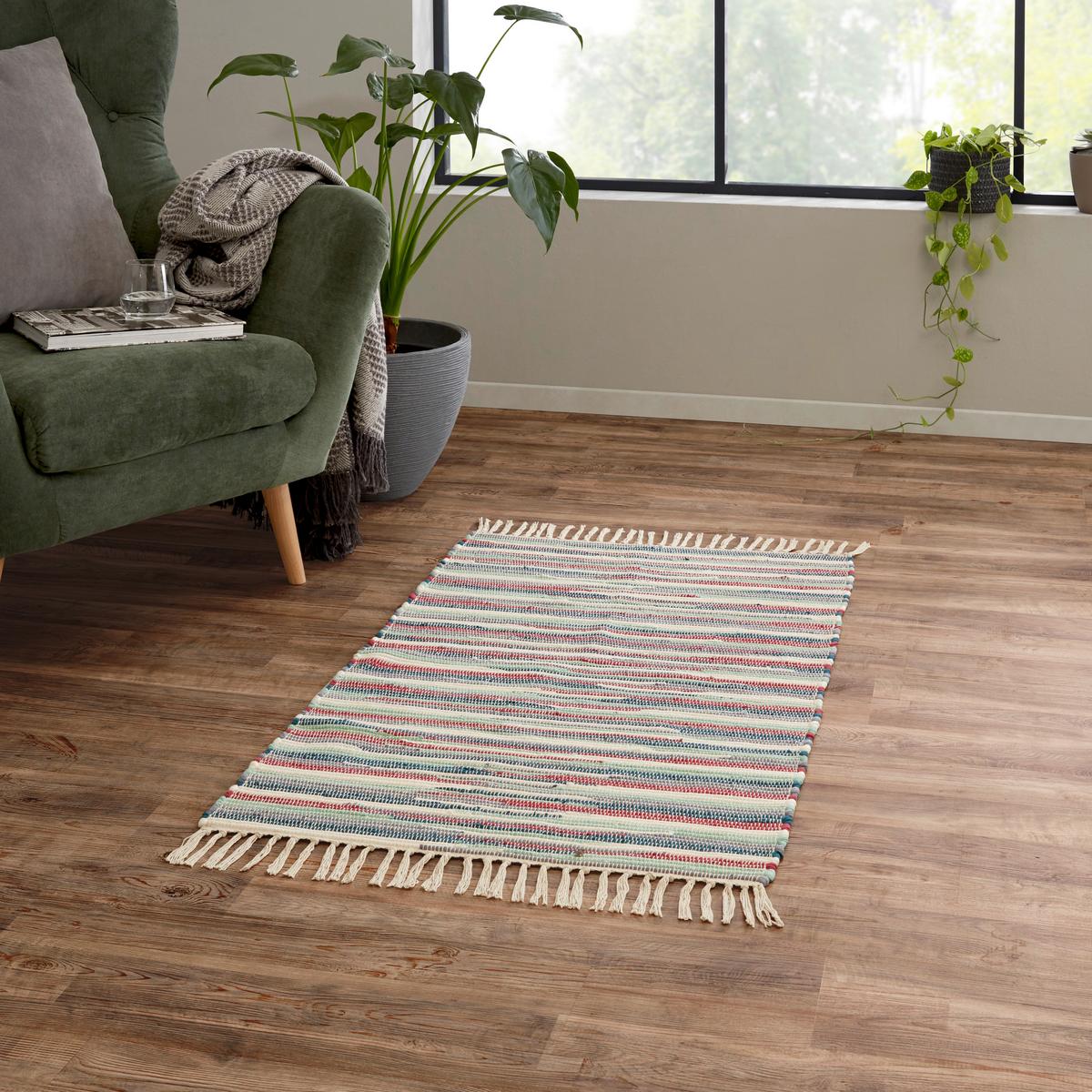 Handwebteppich Annika - Rot/Multicolor, MODERN, Textil (70/120cm) - James Wood