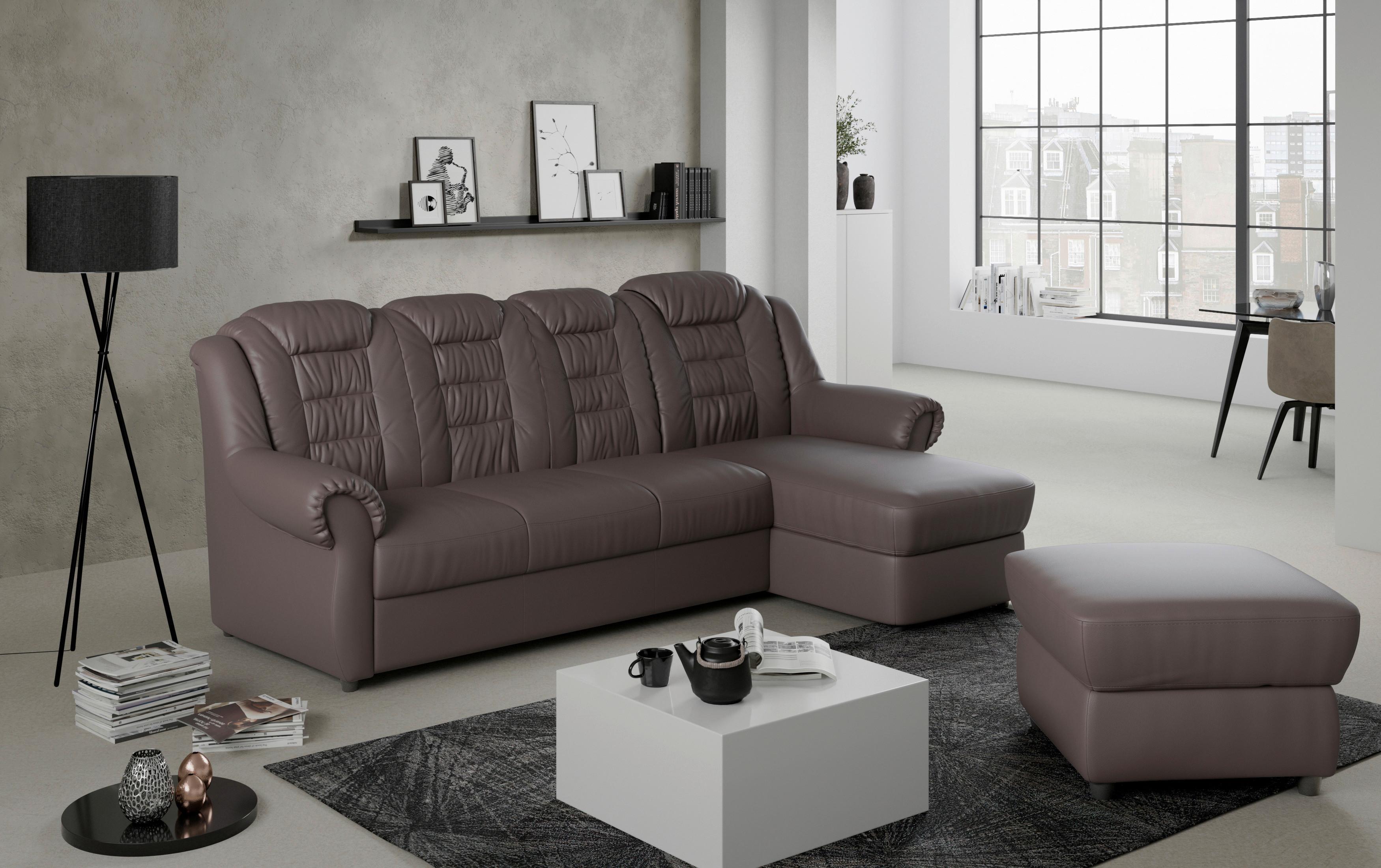 Ecksofa Boston Braun Lederlook - Schwarz/Braun, KONVENTIONELL, Textil (262/165cm) - Livetastic