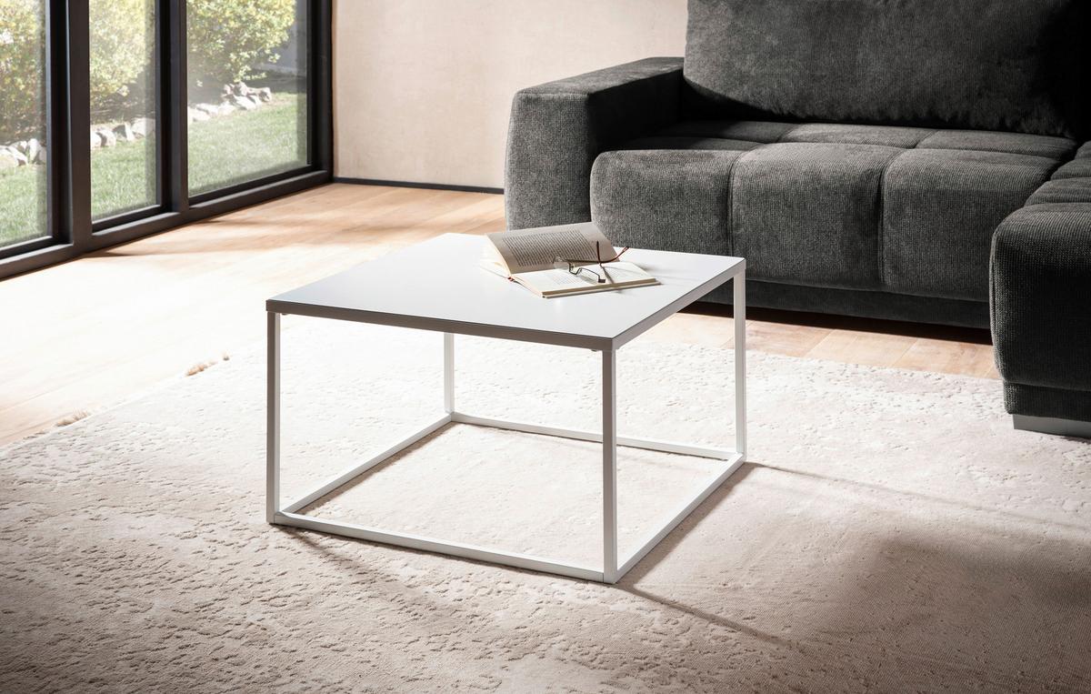 Couchtisch Schwarz L: 60 Cm - Weiß, Design, Metall (60/60/40cm) - MID.YOU