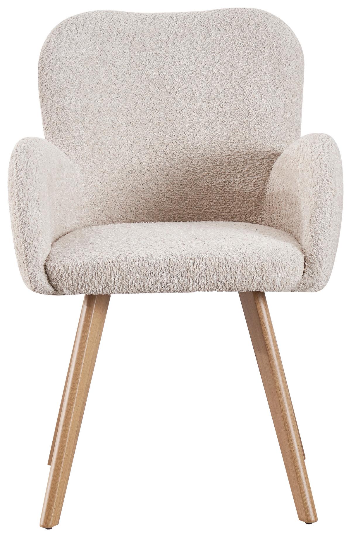 Armlehnstuhl Lydia Beige Gepolstert - Eichefarben/Beige, MODERN, Textil/Metall (57/85/63cm) - MID.YOU