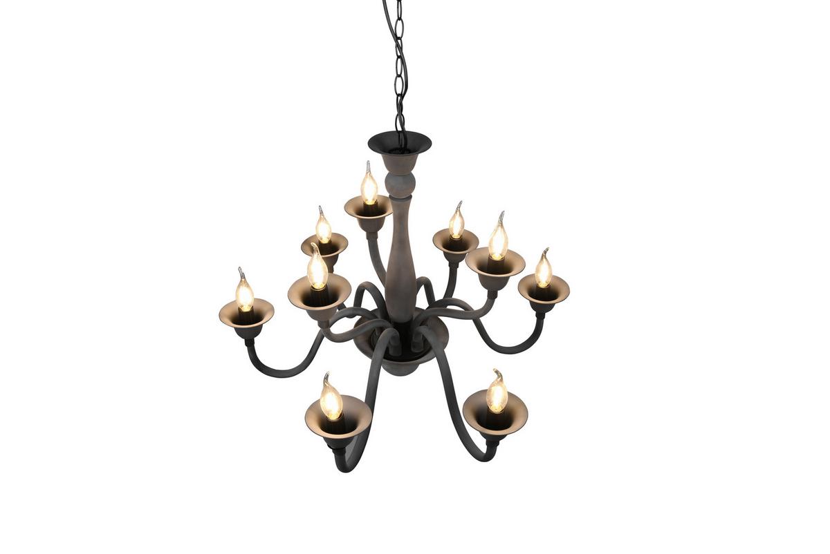 Kronleuchter 112900942 Elsa - Anthrazit, ROMANTIK / LANDHAUS, Kunststoff/Metall (72/150cm) - Trio Leuchten