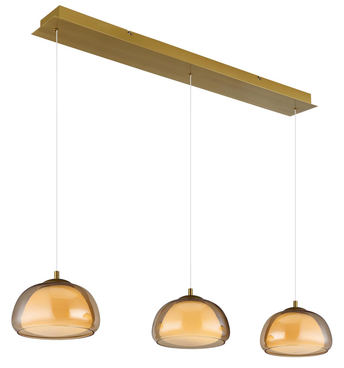 Hängeleuchte Avila 230V ca. 117x25x150 cm - Transparent/Goldfarben, Design, Glas/Kunststoff (117/25/150cm) - Globo