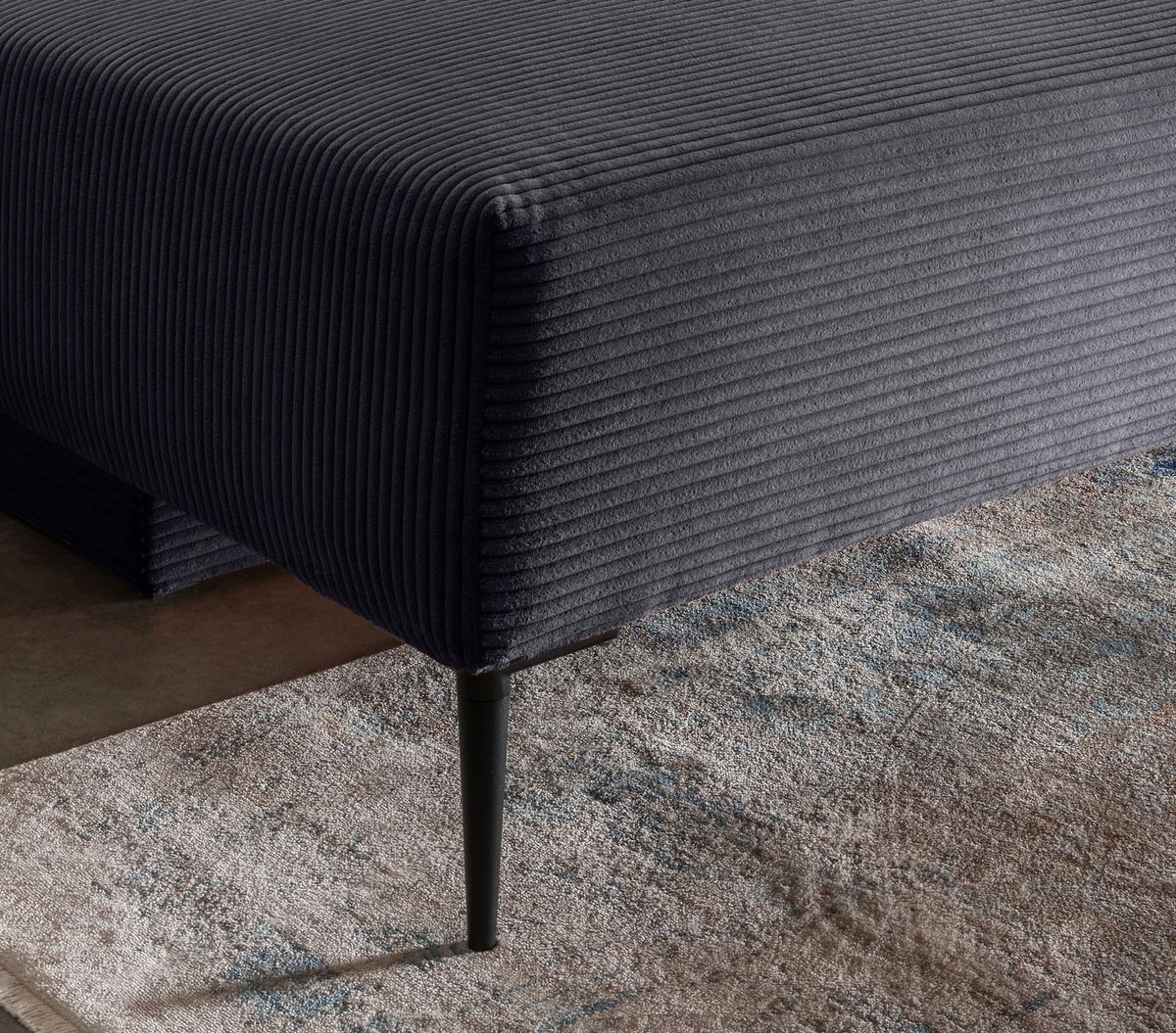 Schlafsofa Petri Grau Cord, Rücken Echt B: 198 cm - Schwarz/Grau, MODERN, Textil (198/90/100cm) - Livetastic
