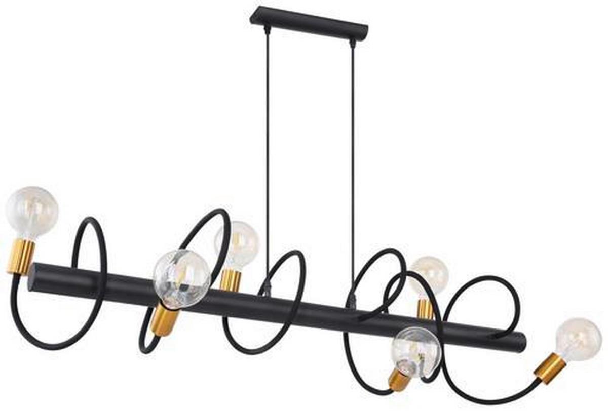 Hängeleuchte Eddy H: 150 Cm 6-Flammig, Mit Flexarmen - Goldfarben/Schwarz, Basics, Metall (230/19/150cm) - Globo