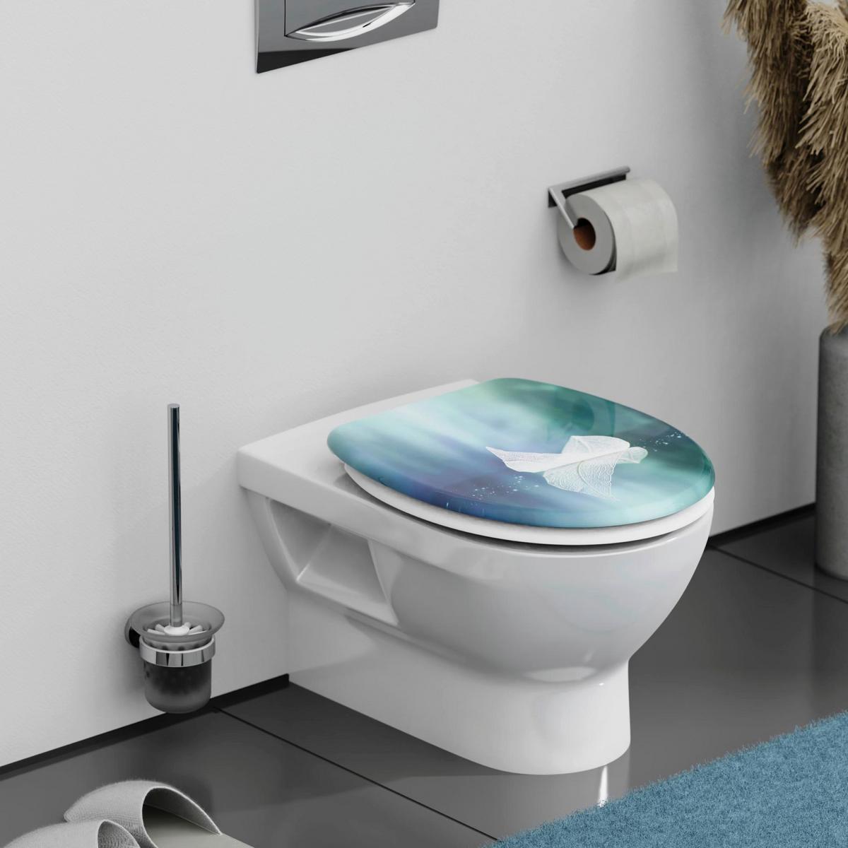 WC-Sitz blau mit Absenkautomatik, B: 37,5cm - Blau, KONVENTIONELL, Kunststoff (37,5/45,0/2,5cm)