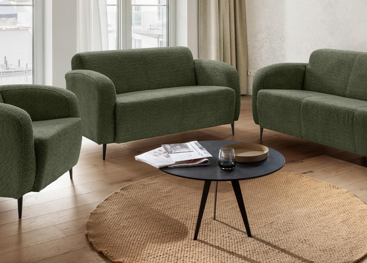 2-Sitzer-Sofa Marone Dunkelgrün B: 140cm - Dunkelgrün/Schwarz, MODERN, Textil (140/76/90cm) - Livetastic