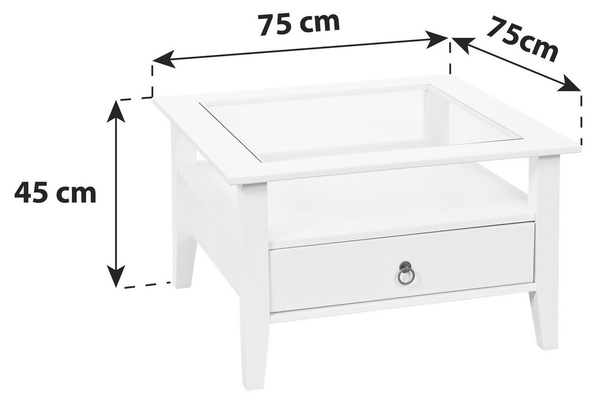 Konferenční stolek PROVENCE PROVENCE -PO- - bílá, Lifestyle, dřevo/sklo (75/75/45cm) - MID.YOU