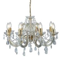 Kronleuchter Marie Therese 9xe14 Golden, Kunststoff/Glas - Goldfarben, KONVENTIONELL, Glas/Kunststoff (61/100cm)