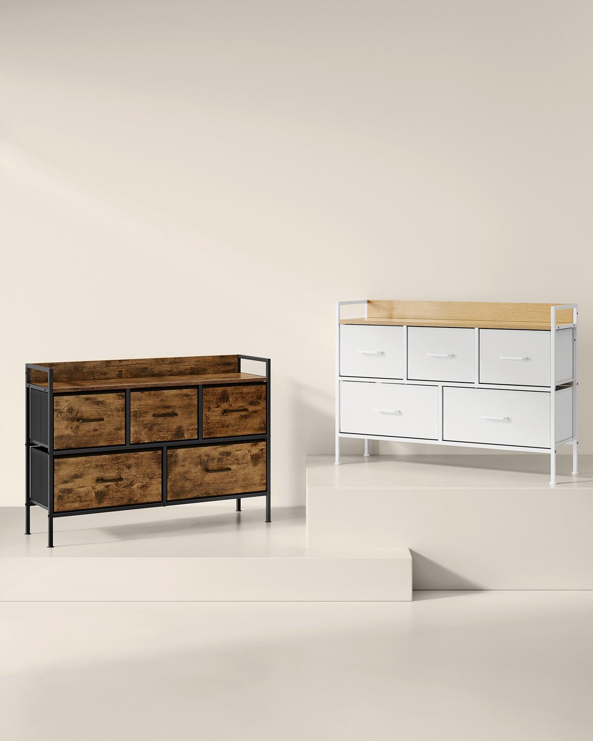 KOMMODE Weiß, Eiche Dekor B: 98,2cm - Eichefarben/Weiß, Basics, Holzwerkstoff/Textil (98,2/70/29cm)