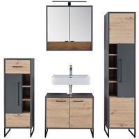 Badezimmer Fabio Eiche Dekor/Anthrazit B: 150cm - Anthrazit/Eiche Artisan, MODERN, Glas/Holzwerkstoff (150/170/33cm)