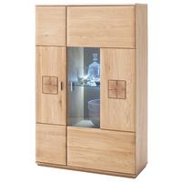 Highboard teilmassiv B: 90 cm Bologna Eichefarben - Eichefarben, Design, Glas/Holz (90/141/38cm) - Livetastic