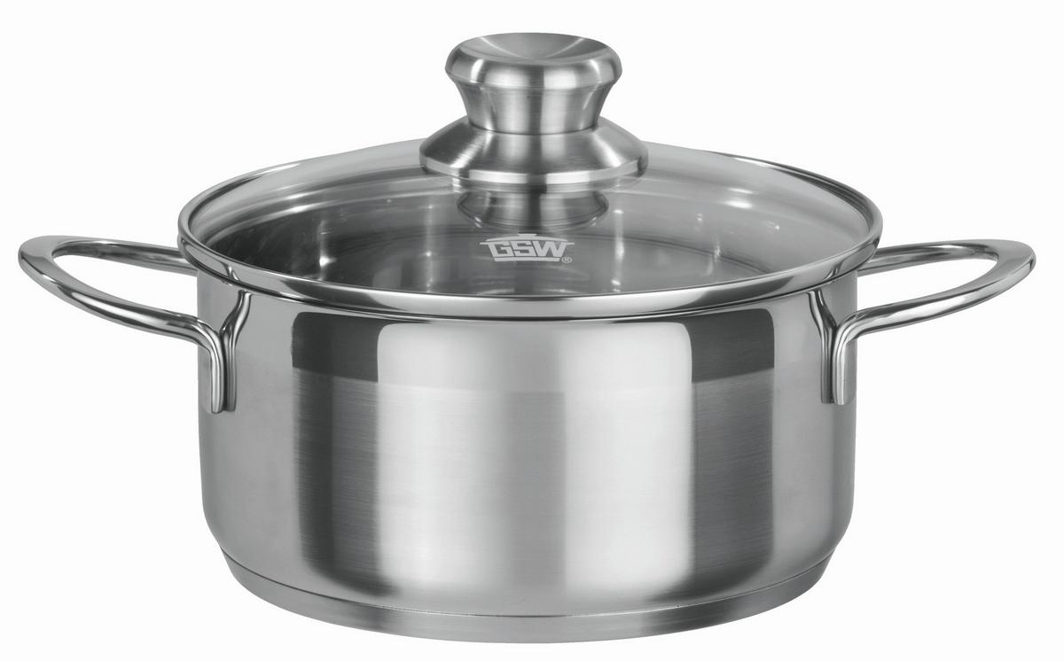 Kochtopfset Edelstahlfarben - Klar/Edelstahlfarben, Basics, Glas/Metall - GSW