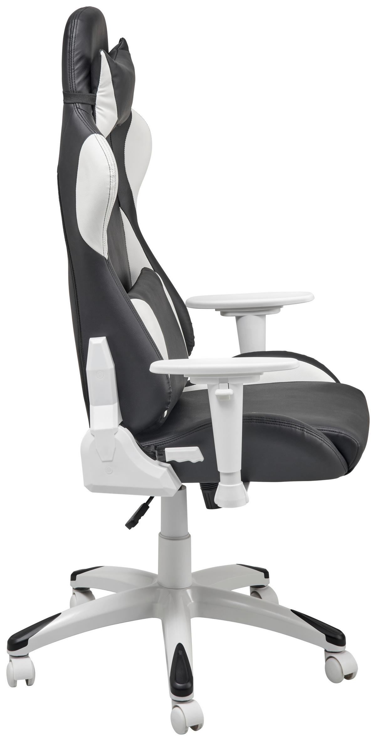 Gamingstuhl Racer - Schwarz/Weiß, MODERN, Kunststoff/Textil (66/126-134/59cm) - Livetastic