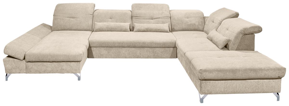 Ecksofa Melfi Sandfarben U: 168 Cm - Sandfarben/Silberfarben, MODERN, Textil (168/350/245cm) - MID.YOU