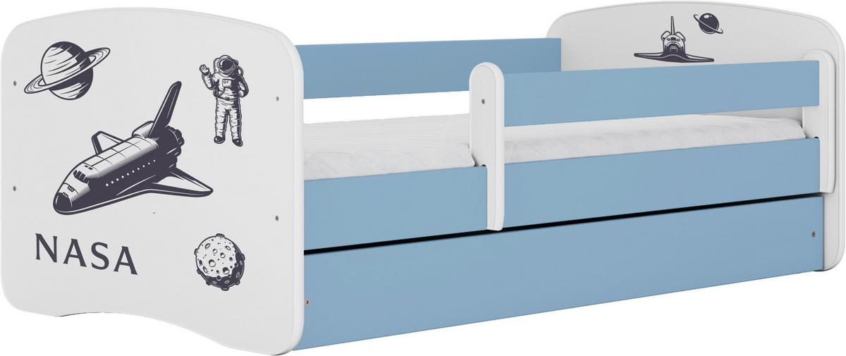Kinder-/Juniorbett Babydreams Blau/Weiß B: 80cm - Blau/Birkefarben, MODERN, Holz/Holzwerkstoff (80/160cm) - MID.YOU