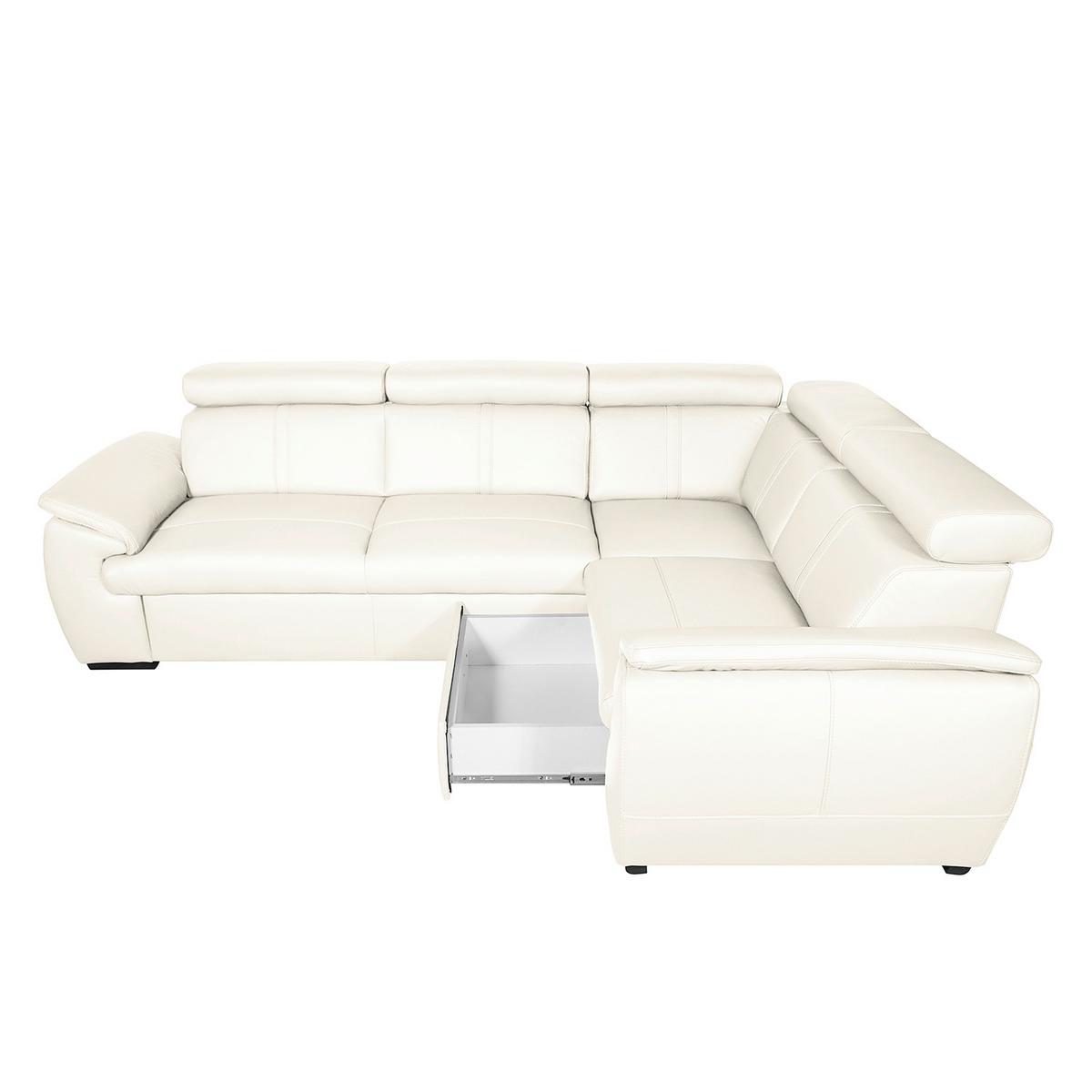 Ecksofa City Weiß B: 265x265 cm - Schwarz/Weiß, Design, Leder (265/265cm) - Livetastic